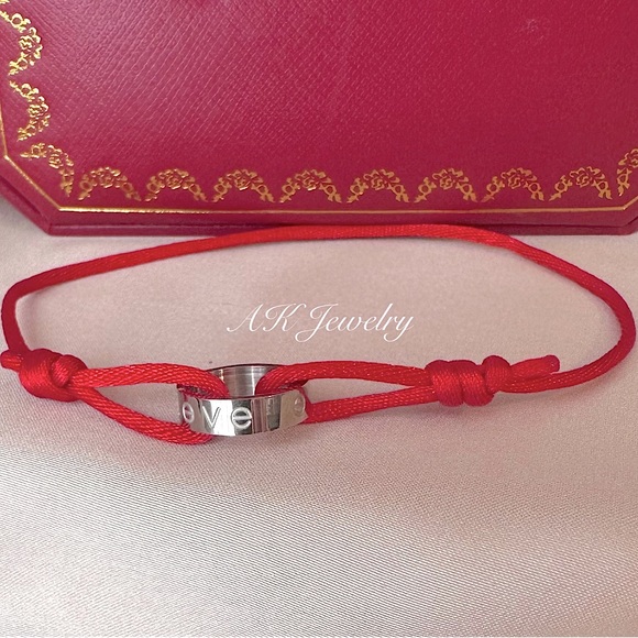 Jewelry - 💎RED Ring CORD SILVER Screw Style Red String Silver Screw Nail Design